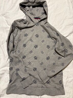 Tommy Hilfiger Sleepwear All-Over Logo Hoodie - Heather Grey Size S